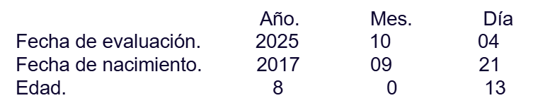 Cálculo de edad cronológica Bender